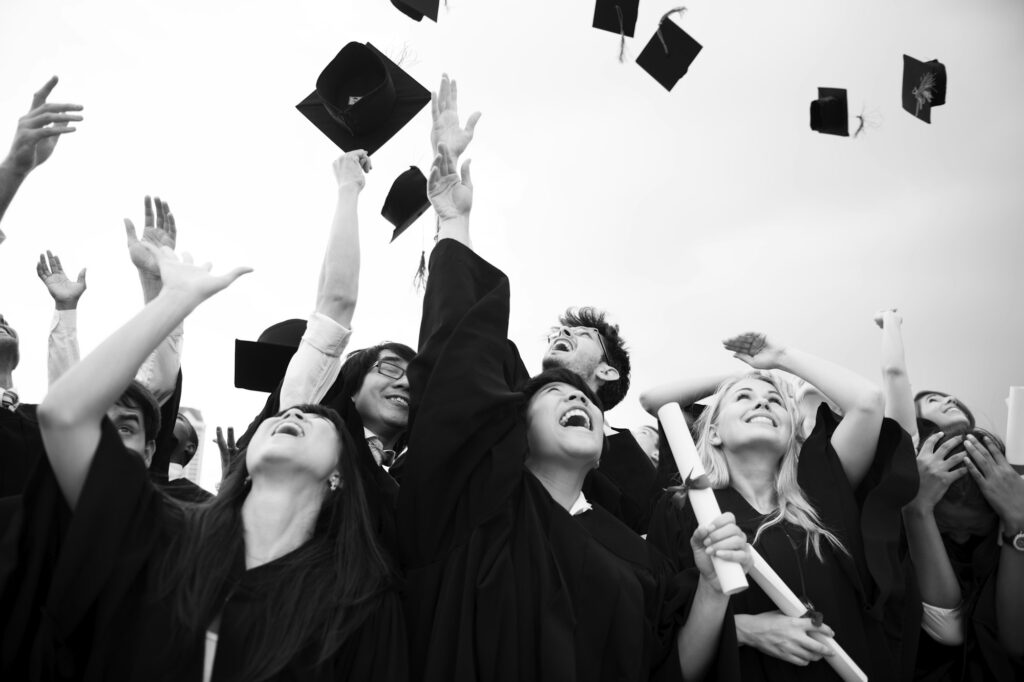 Group of diverse graduating students